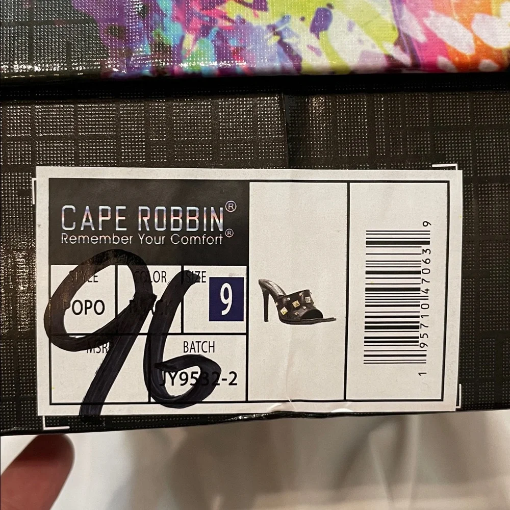 •CAPE ROBBIN• “Popo” Slip-On Square Open Toe High Heel Mules - Black // NIB - Picture 13 of 15